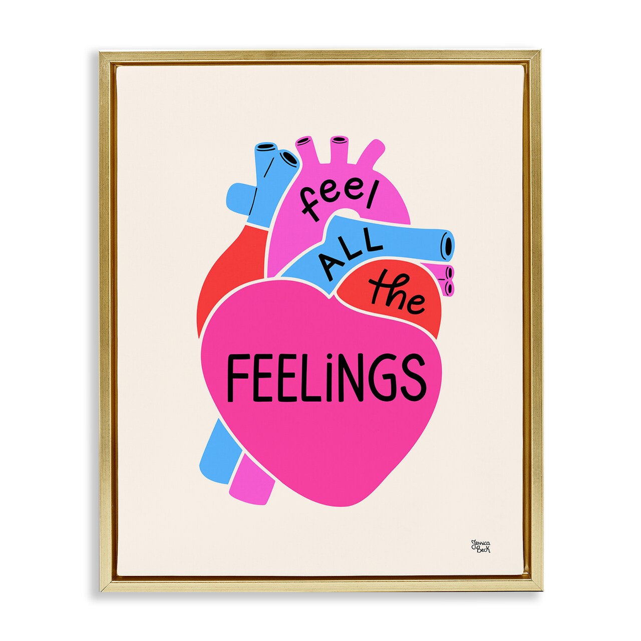 Stupell Industries Feel All The Feelings Framed Floater Canvas Wall Art Design by Jessica Beck